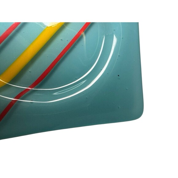 4 Art Glass Fused Artisan Coasters Blue Yellow Red  Trinket bowl Decor Vintage - Picture 10 of 16